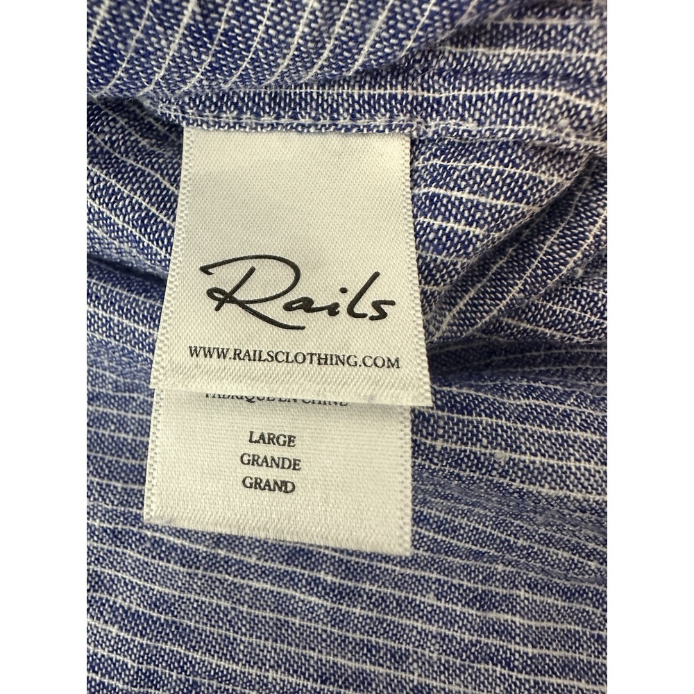 RAILS Shirt Womens Large Blue Sydney Button Up Long Sleeve Career Linen Blend - Picture 4 of 9